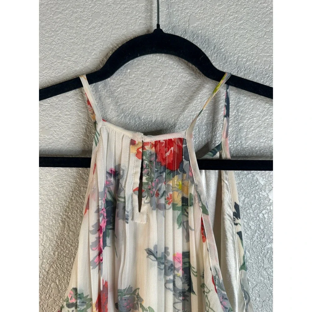 Ranna Gill Women's White Floral Crochet Lace Pleated Halter Mini Dress Size S